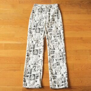 Reformation Comic Print Jeans Women White Black Graphic Pop Art 24 Straight Leg